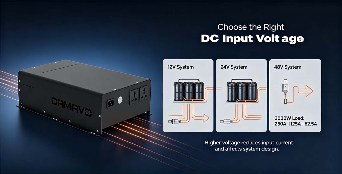 Choose the power inwerter Right 12V, 24V, or 48V Input