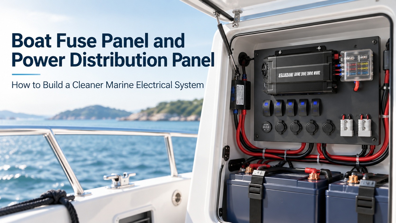 boat fuse panel and power distribution panel for a cleaner marine electrical system
