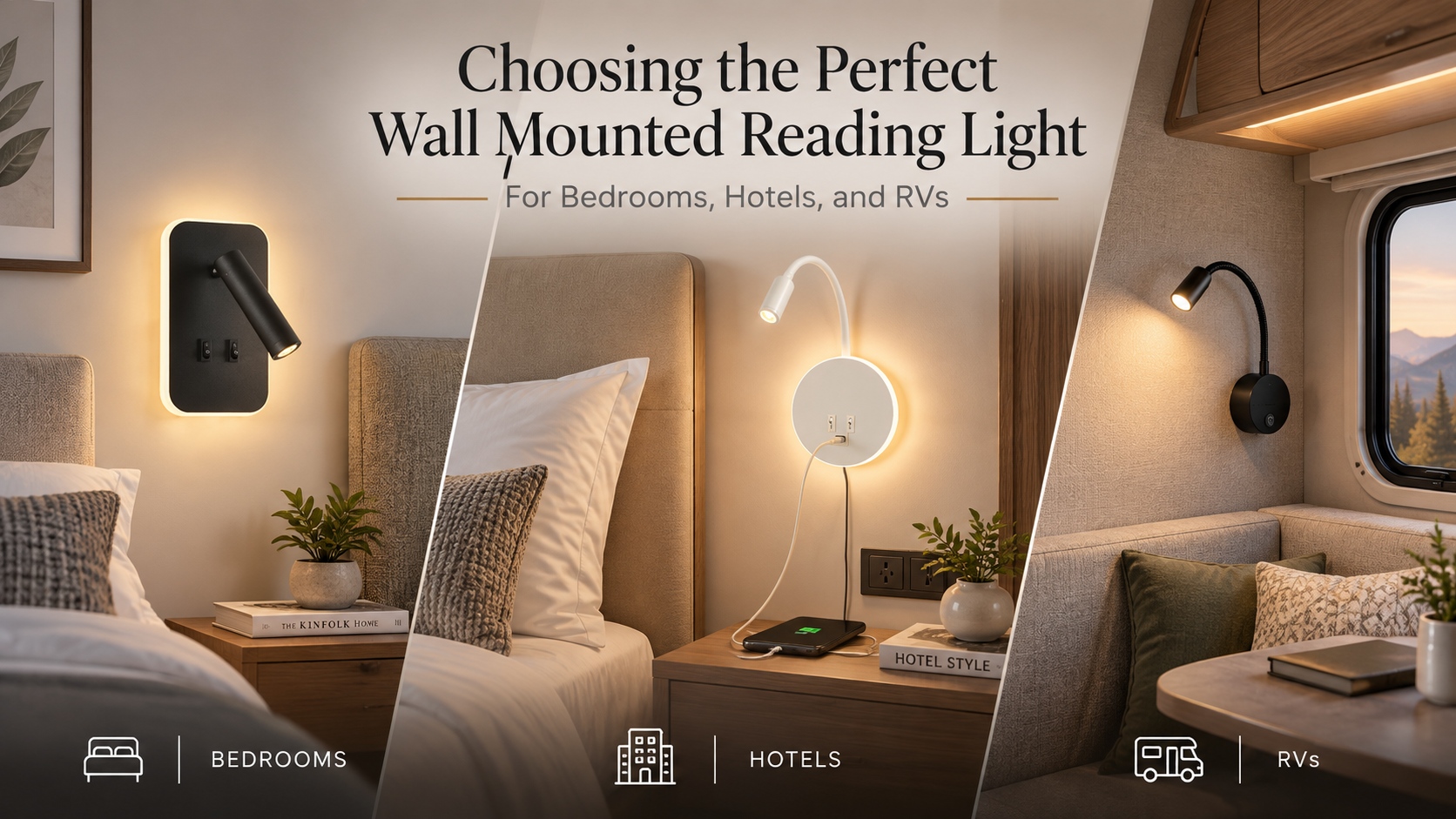 wall mounted reading light for bedrooms hotels and RVs