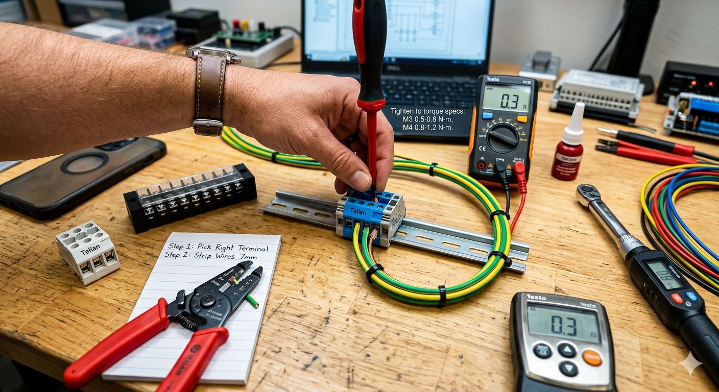 Master the art of high-power connections. Learn how to use a terminal block with expert market insights. Discover TELIAN's high-current solutions (10A-600A) for PV inverters and ESS. Ensure safety with our IP68 and UL94-V0 rated industrial connectors.