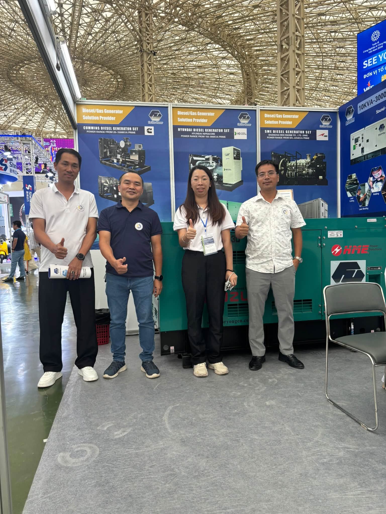 Diesel generator manufacturer Foryou Power exhibition booth in Hanoi Vietnam