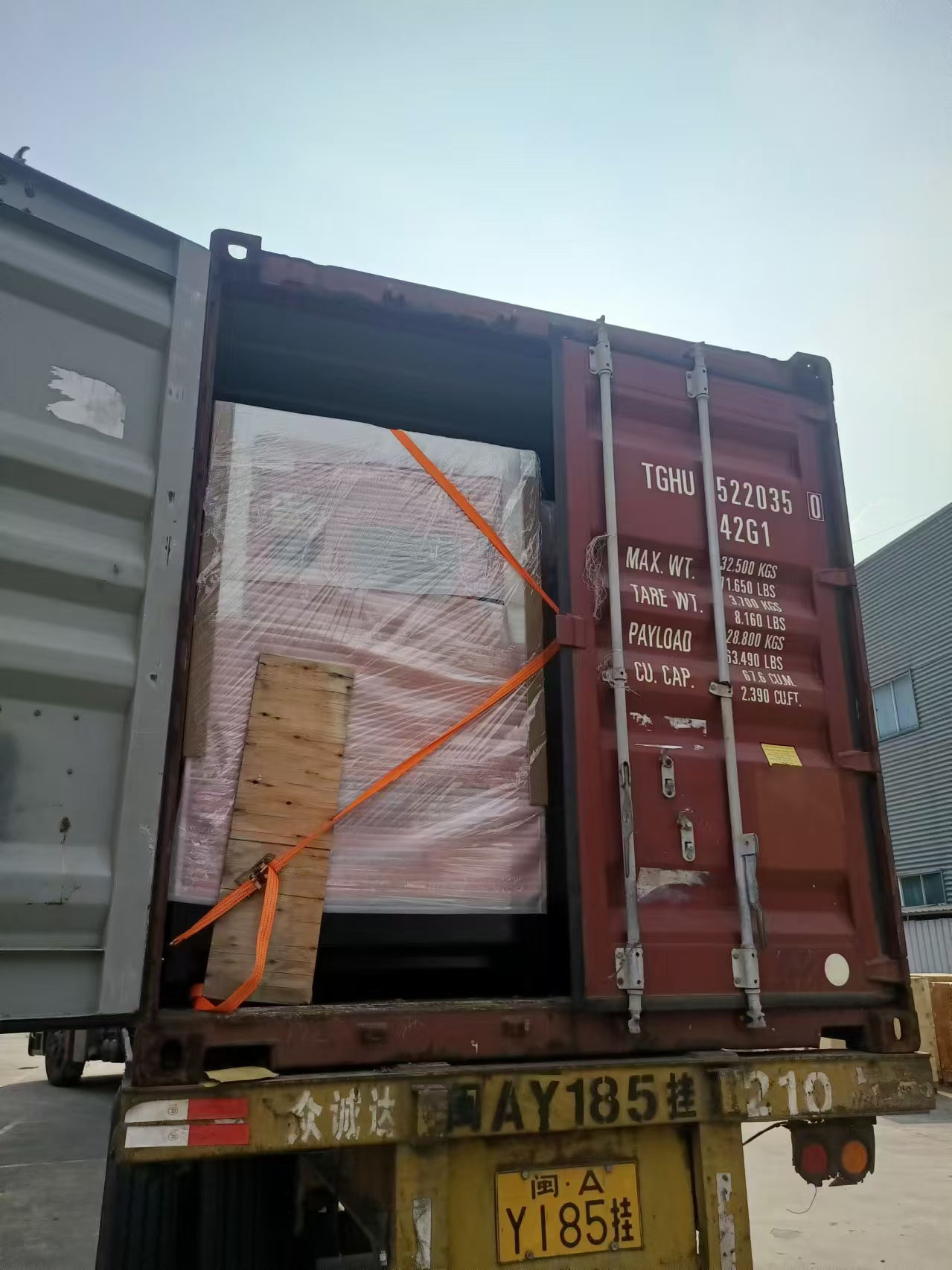 diesel generator set secured for export shipping