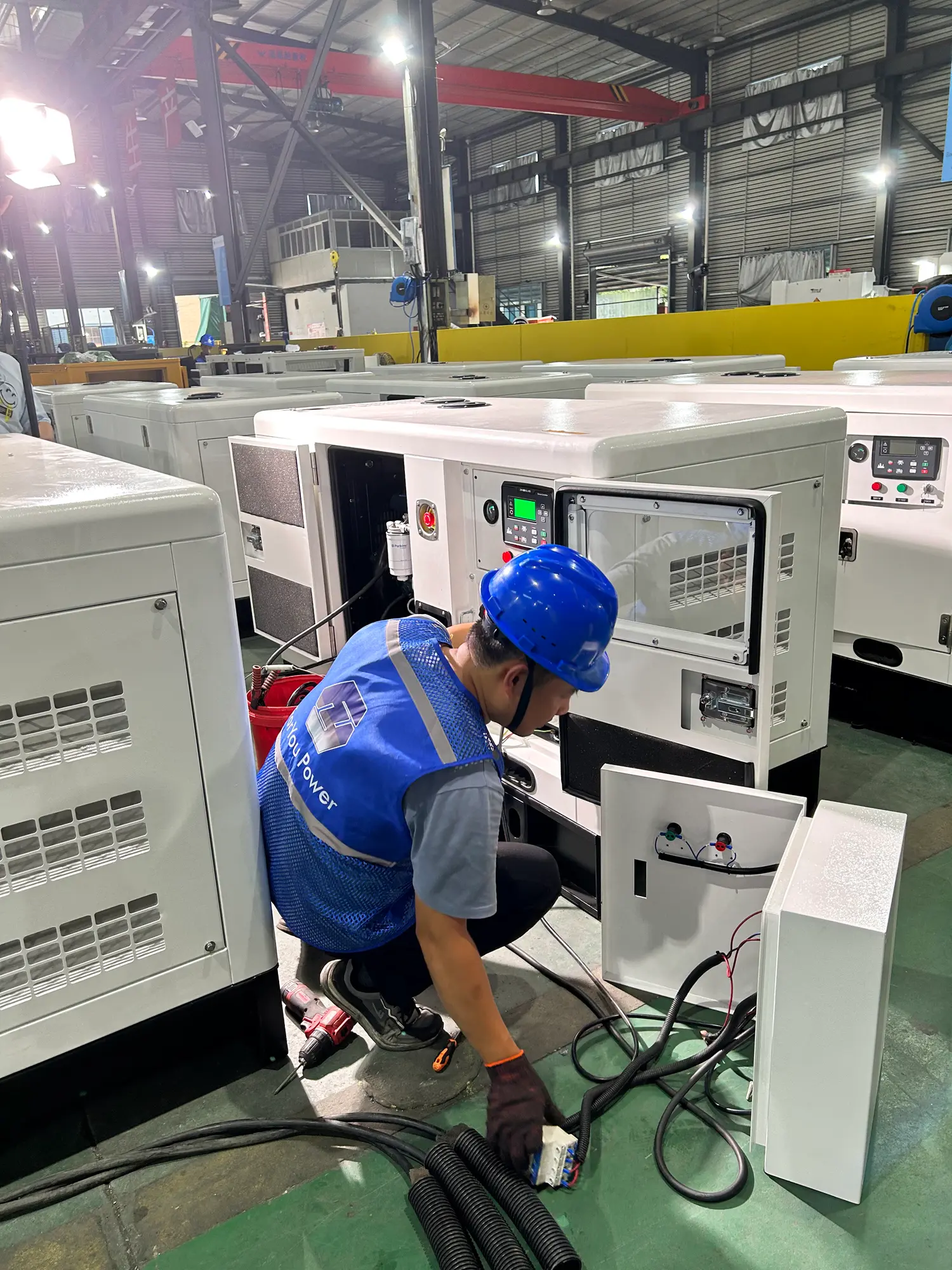 Diesel generator electrical wiring and control panel installation