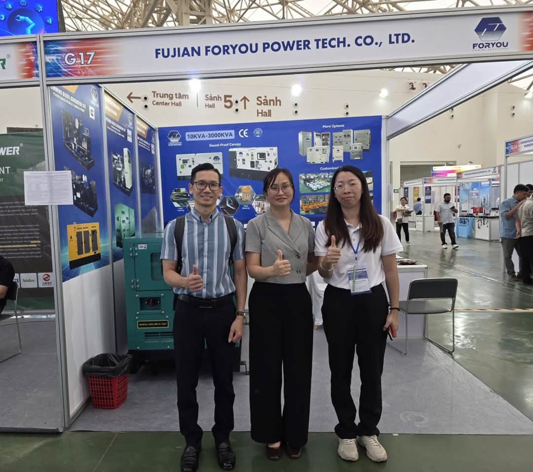 Diesel generator manufacturer Foryou Power exhibition booth in Hanoi Vietnam