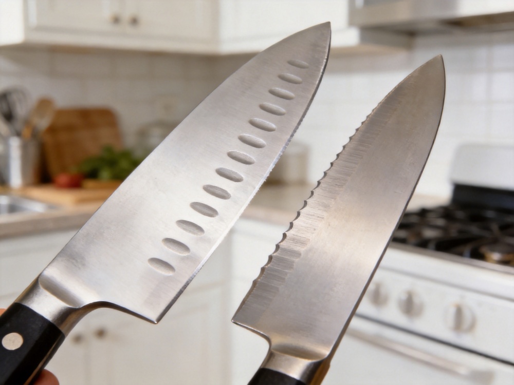 hollow edge vs regular edge kitchen knives