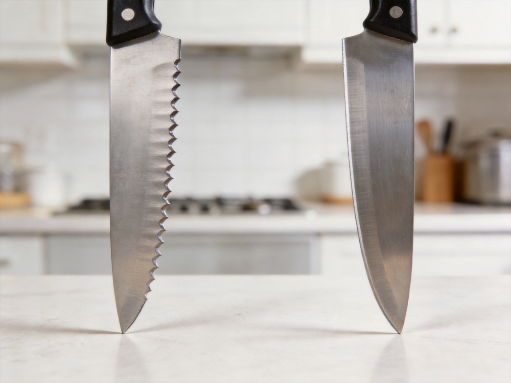 serrated vs straight edge kitchen knives