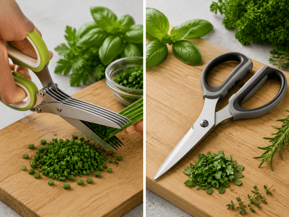 5 blade herb scissors vs regular herb scissors
