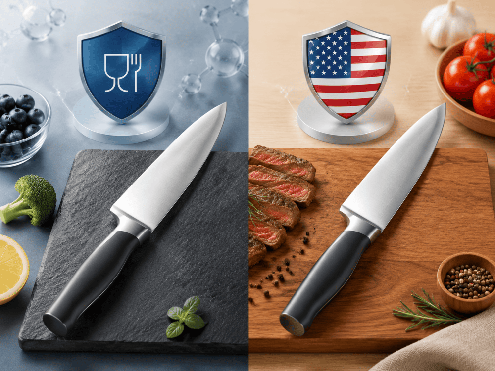 LFGB vs FDA compliance comparison for kitchen knives