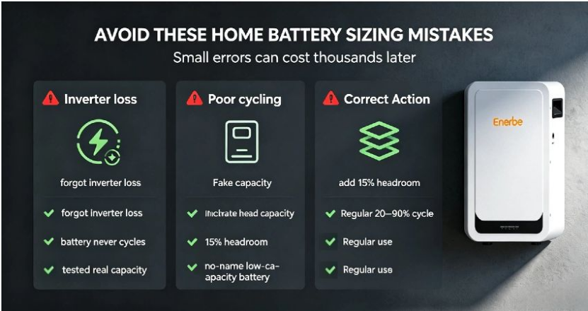 Common sizing mistakes to avoid when selecting a home energy storage battery for residential backup power