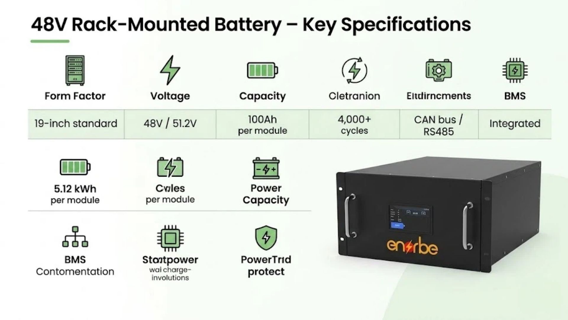48V rack-mounted lithium battery specifications – voltage, capacity, form factor, and communication protocols for B2B buyers