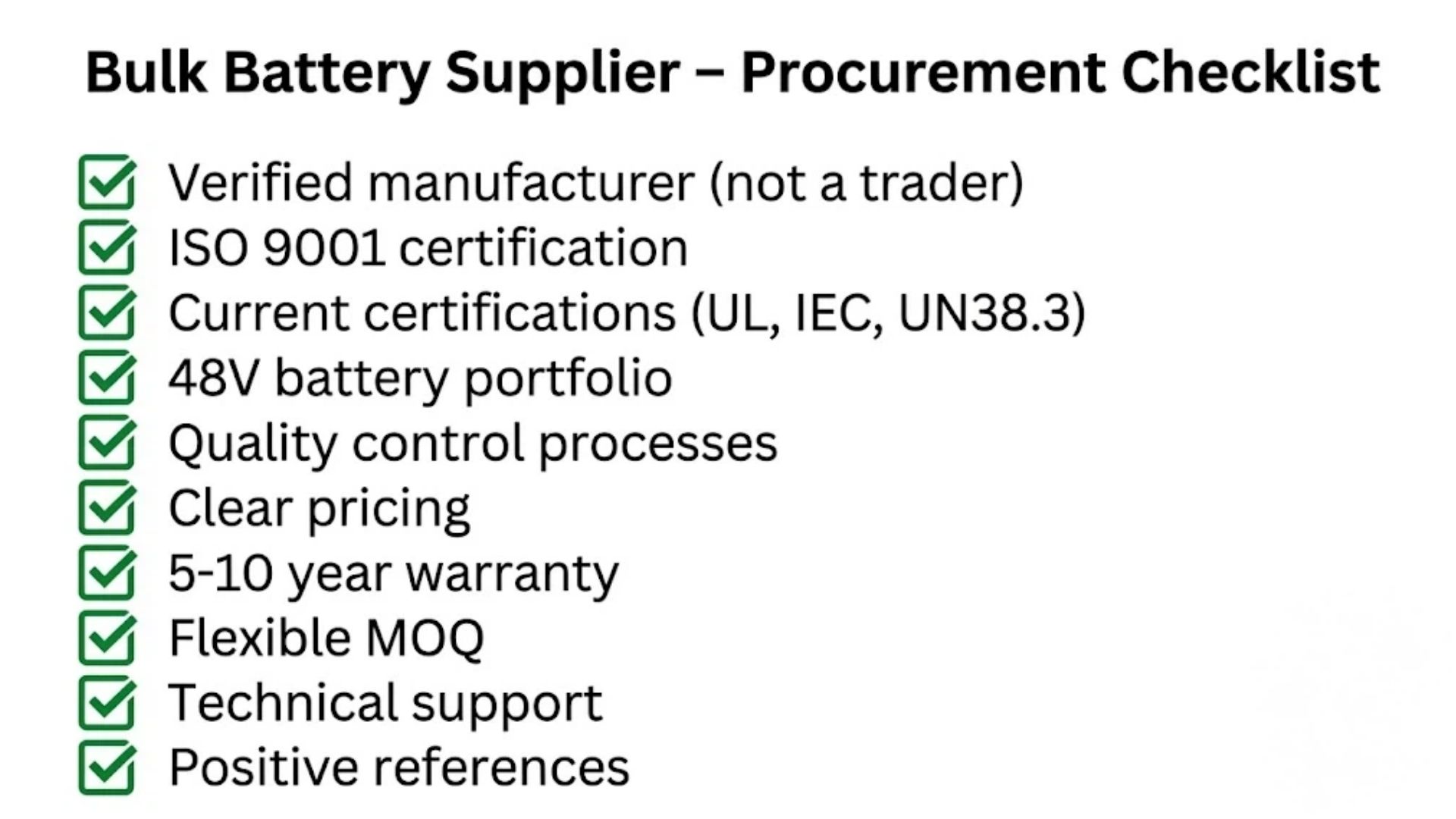 Bulk battery supplier procurement checklist for reliable bulk battery suppliers for small commercial operations