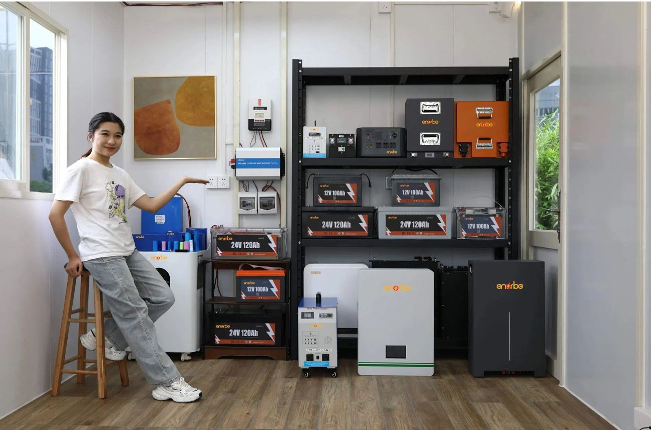 Enerbe LiFePO4 battery manufacturer logo – energy storage solutions for solar, RV, marine, and golf cart applications