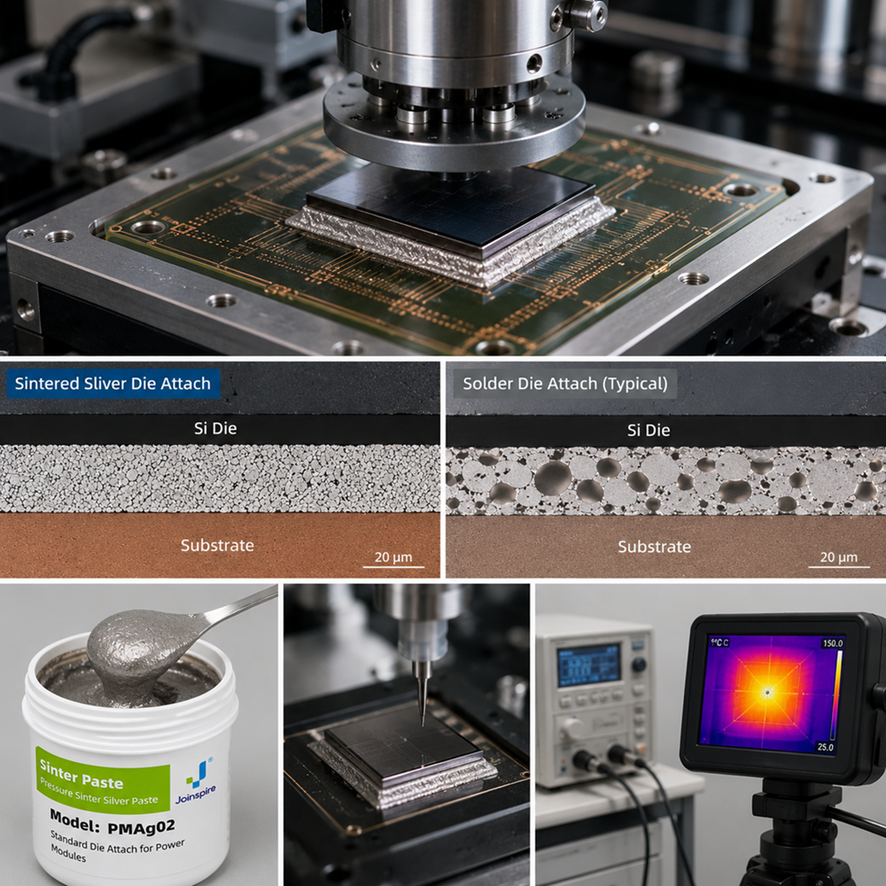 Sintered silver and copper die-attach material used in advanced semiconductor packaging