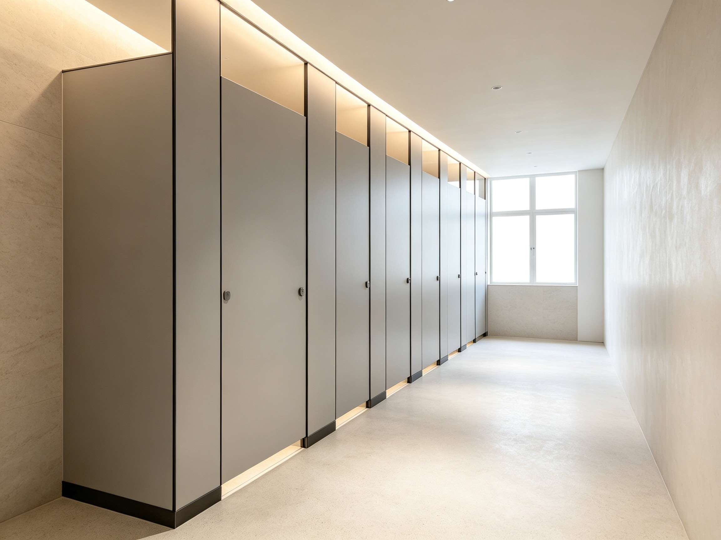 Premium finished view of 18mm aluminum honeycomb panels with 304 stainless steel hardware and 28mm aluminum honeycomb partitions custom installed inside Makati Central Business Tower