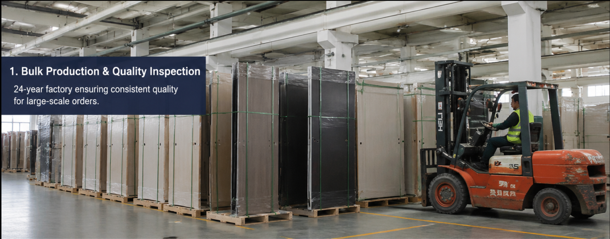 1. Bulk Production & Quality Inspection24-year factory ensuring consistent qualityfor large-scale orders.