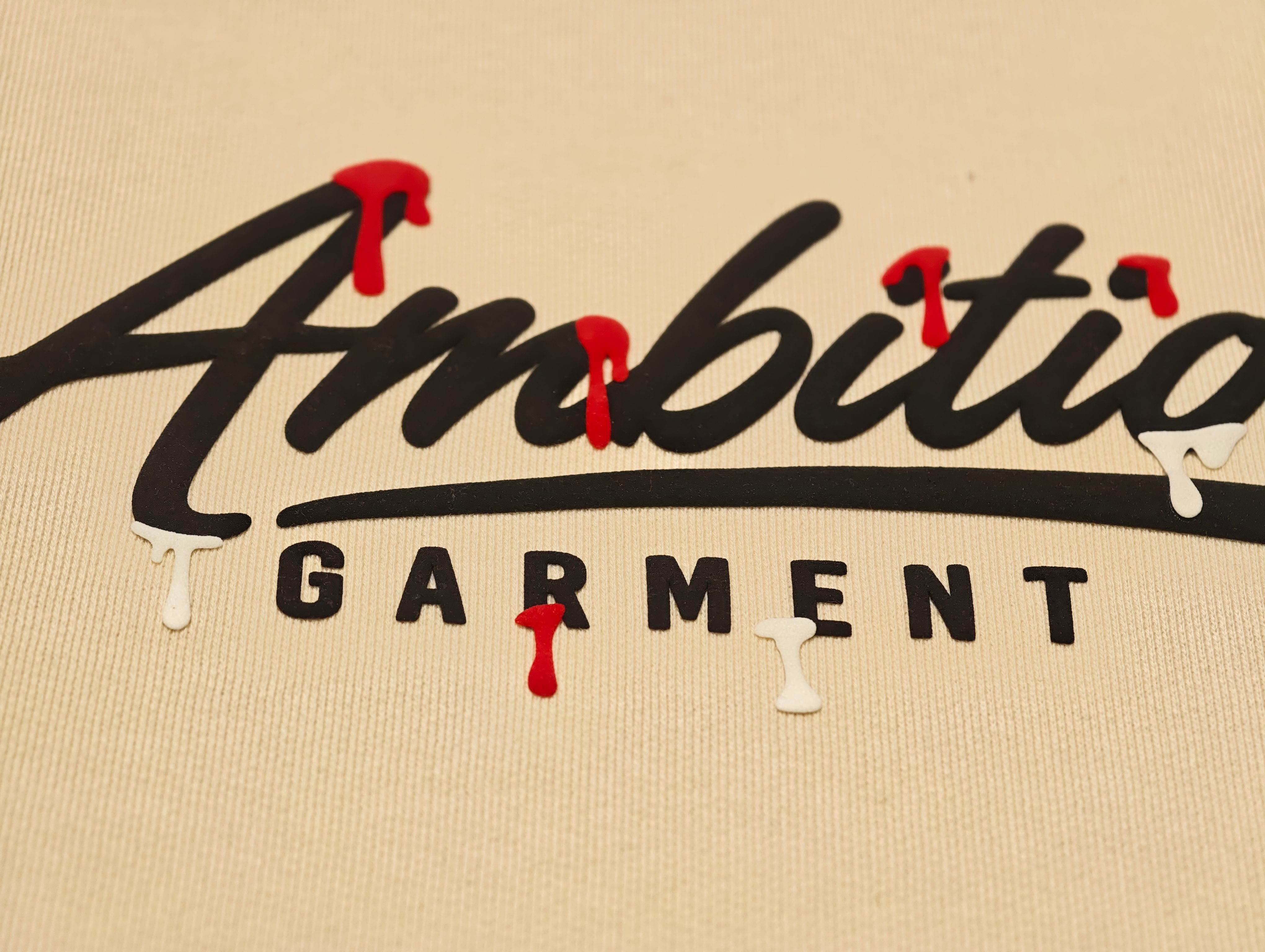 foam heat transfer print with raised three dimensional garment graphic