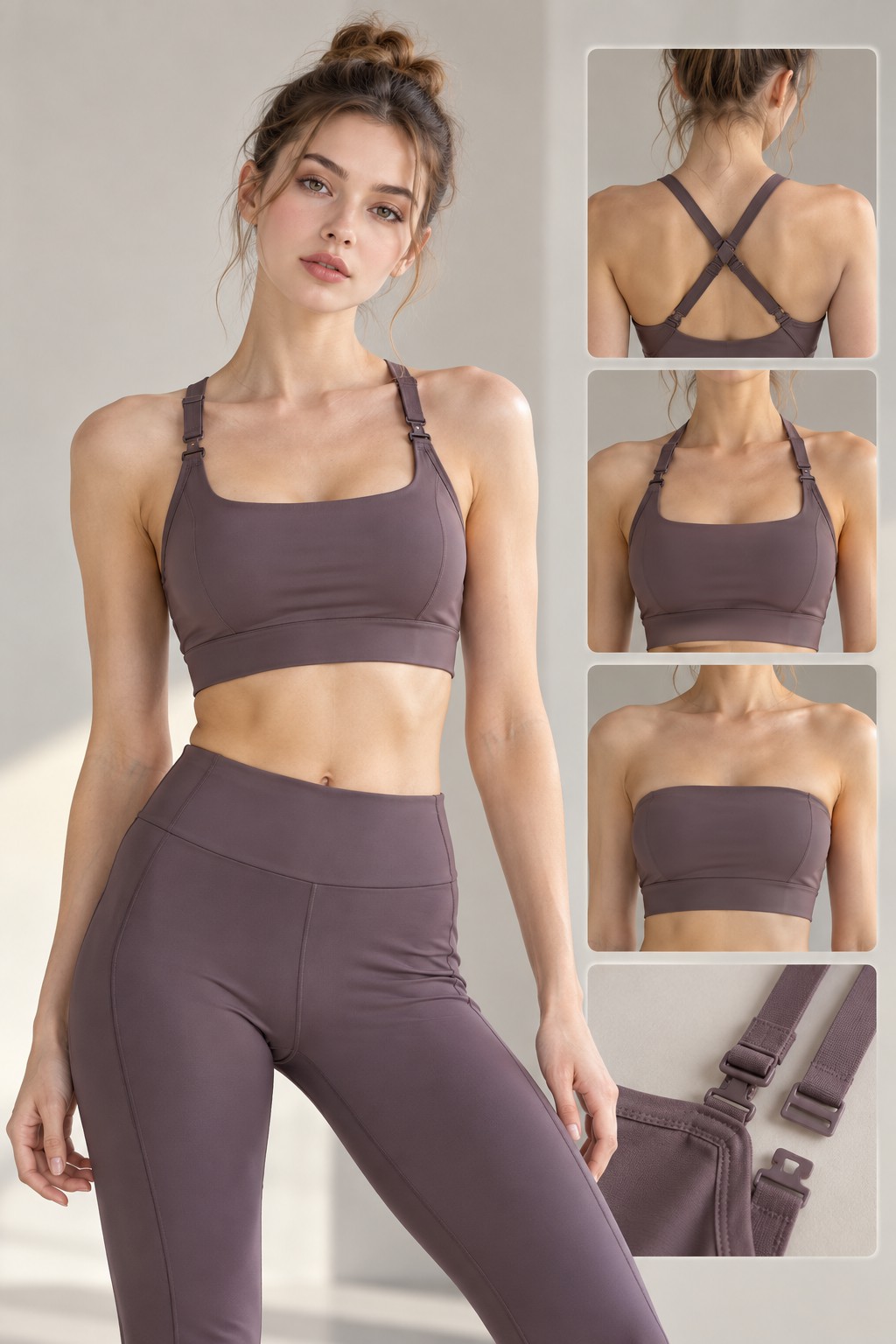 Modular active top with convertible strap details for 2027