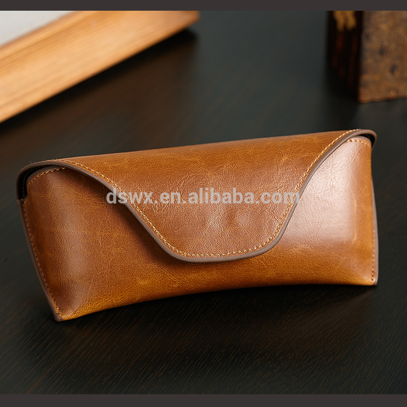 Sunglasses Case Leather Glasses Case with Popper Closure