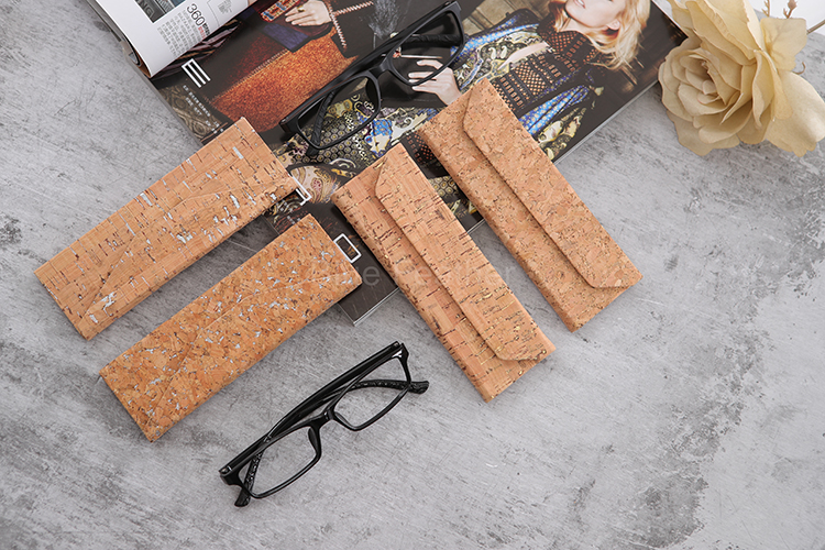 Cork PU Leather Triangle Folding eyeglass sunglass case