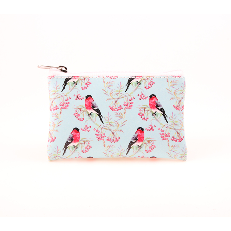 Color Pattern Printing Of Flowers Birds Pocket Cash Bag