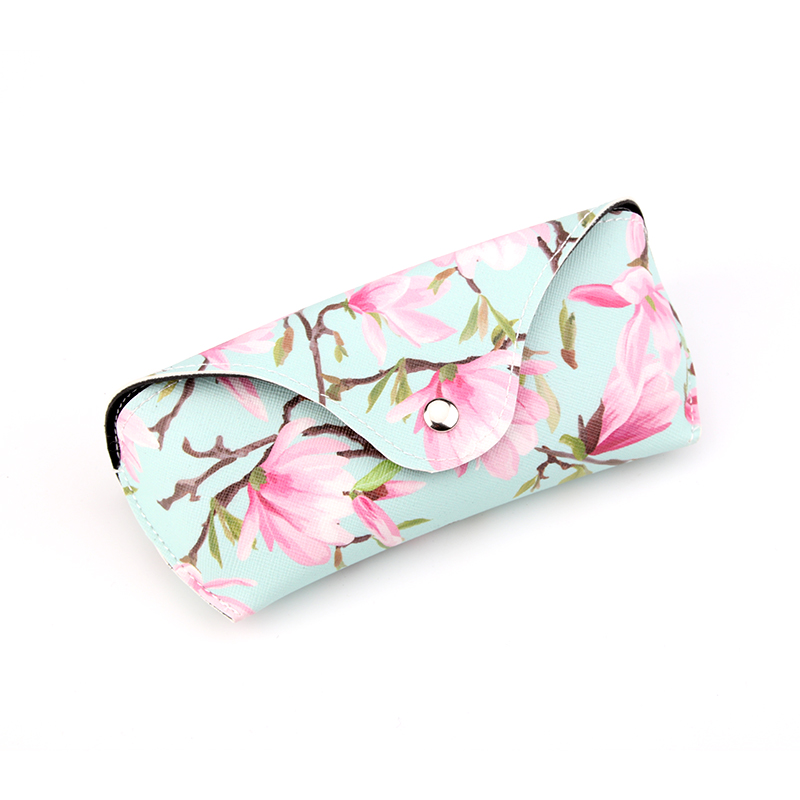 Custom Printed Flower Pu Leather Sunglasses Case