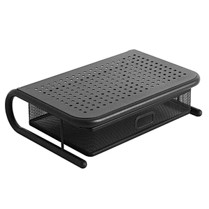 Computer Monitor Riser with Drawer, Black