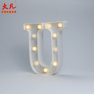 U battery operated light festival decoration led holiday plastic light led light letter