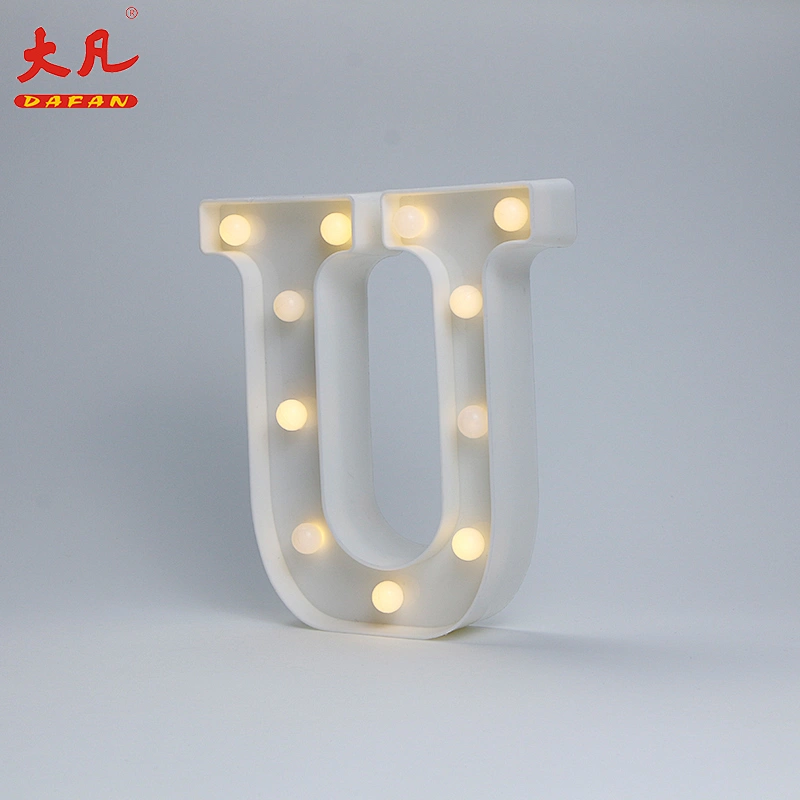 U battery operated light festival decoration led holiday plastic light led light letter