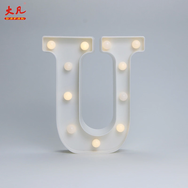 U battery operated light festival decoration led holiday plastic light led light letter