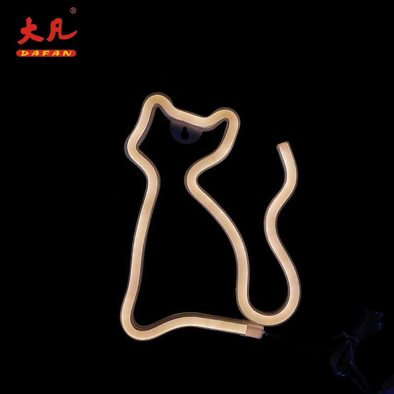 猫形霓虹灯装饰圣诞灯usb电池霓虹灯招牌家居照明