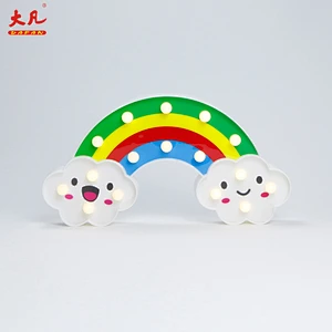 Rainbow acrylic letter beads acrylic sign battery light Christmas decoration cheap table lamp