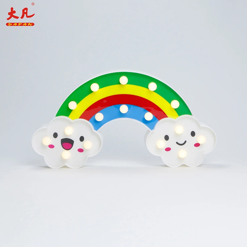 Rainbow acrylic letter beads acrylic sign battery light Christmas decoration cheap table lamp