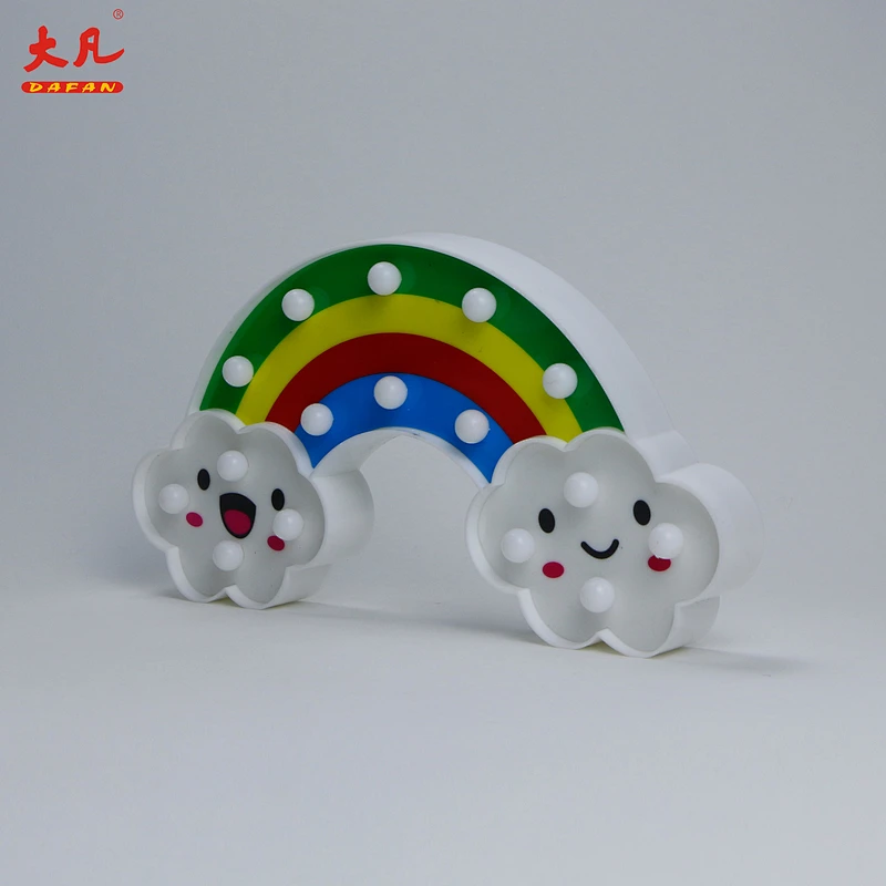 Rainbow acrylic letter beads acrylic sign battery light Christmas decoration cheap table lamp