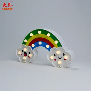 Rainbow acrylic letter beads acrylic sign battery light Christmas decoration cheap table lamp