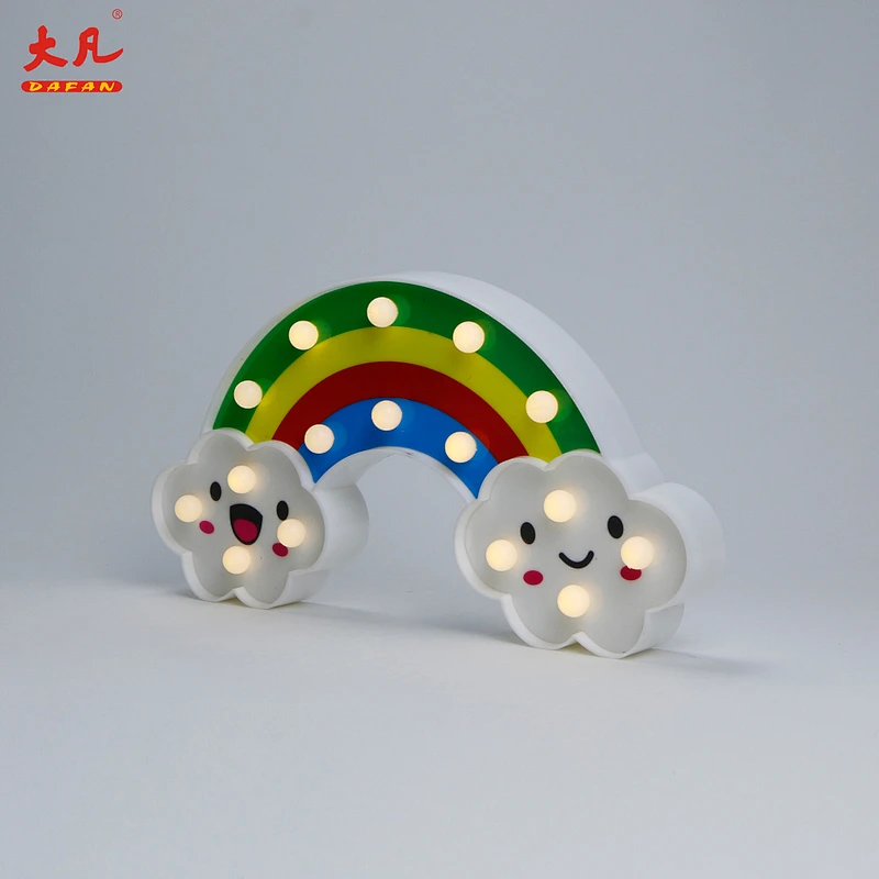 Rainbow acrylic letter beads acrylic sign battery light Christmas decoration cheap table lamp