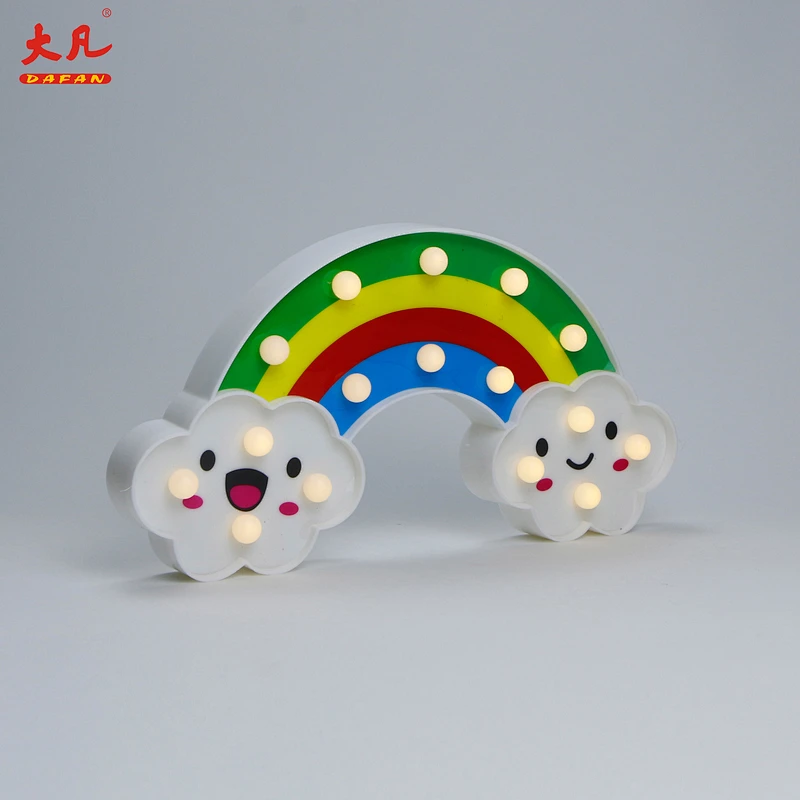 Rainbow acrylic letter beads acrylic sign battery light Christmas decoration cheap table lamp