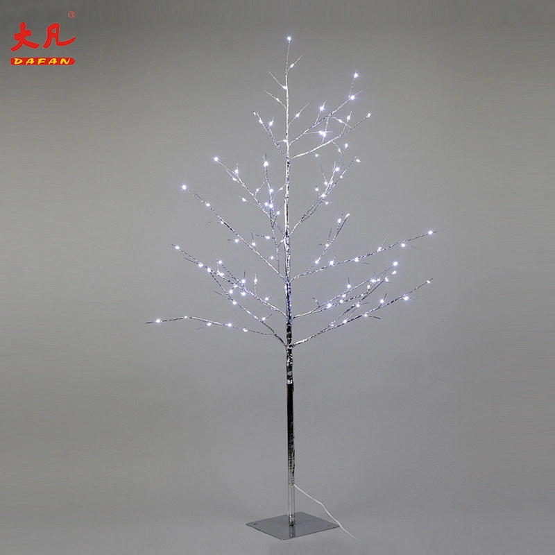 wholesale waterproof 120cm artificial Christmas led Christmas copper wire silver branches flower tree light