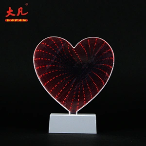 love shape table infinity mirror panel led light battery tunnel night indoor lamp for wedding