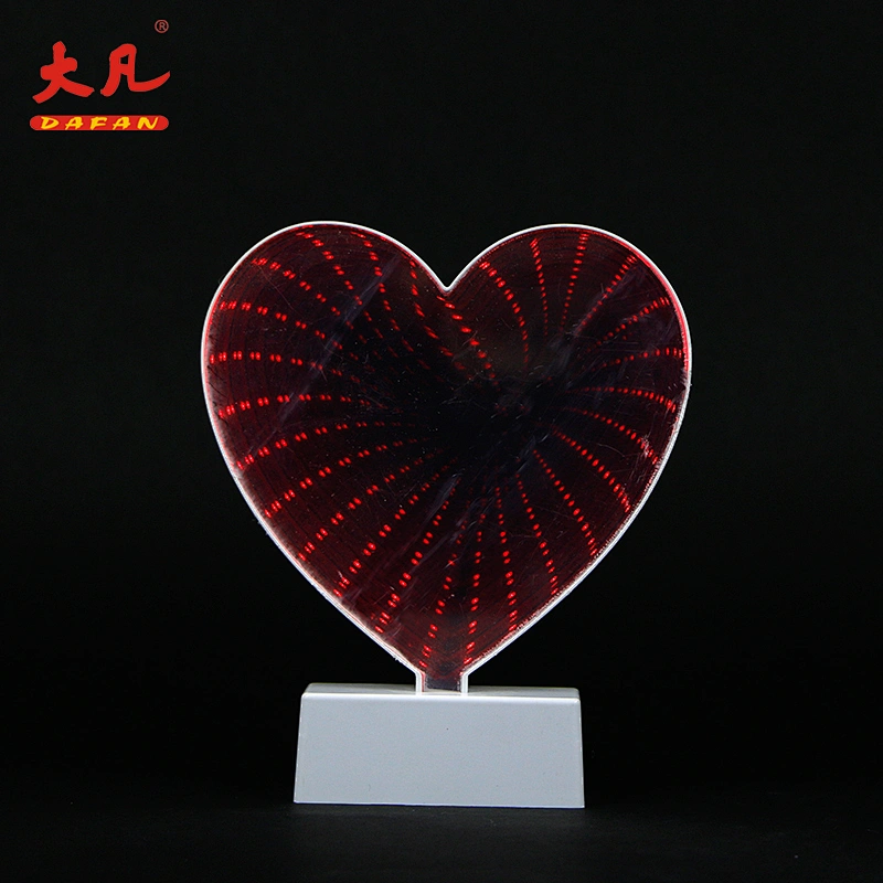 love shape table infinity mirror panel led light battery tunnel night indoor lamp for wedding