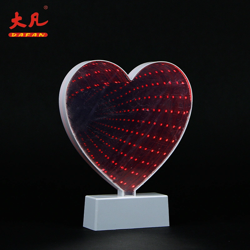 love shape table infinity mirror panel led light battery tunnel night indoor lamp for wedding