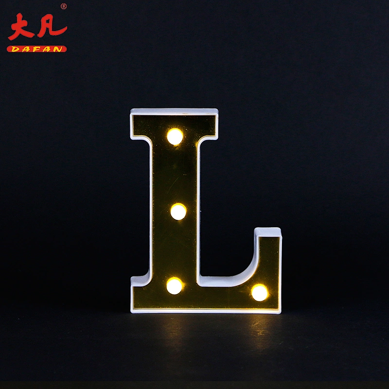 L shape word light festival decoration led plastic letter light battery room light