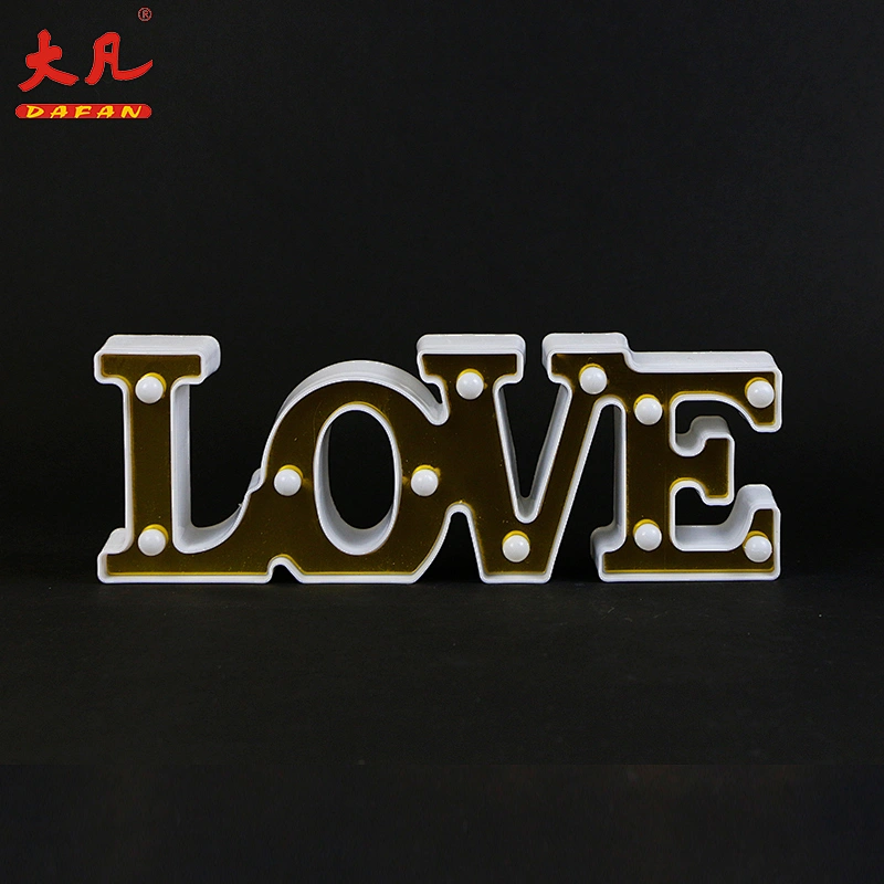 love shape 3d led alphabet letter plastic marquee battery lighting led
