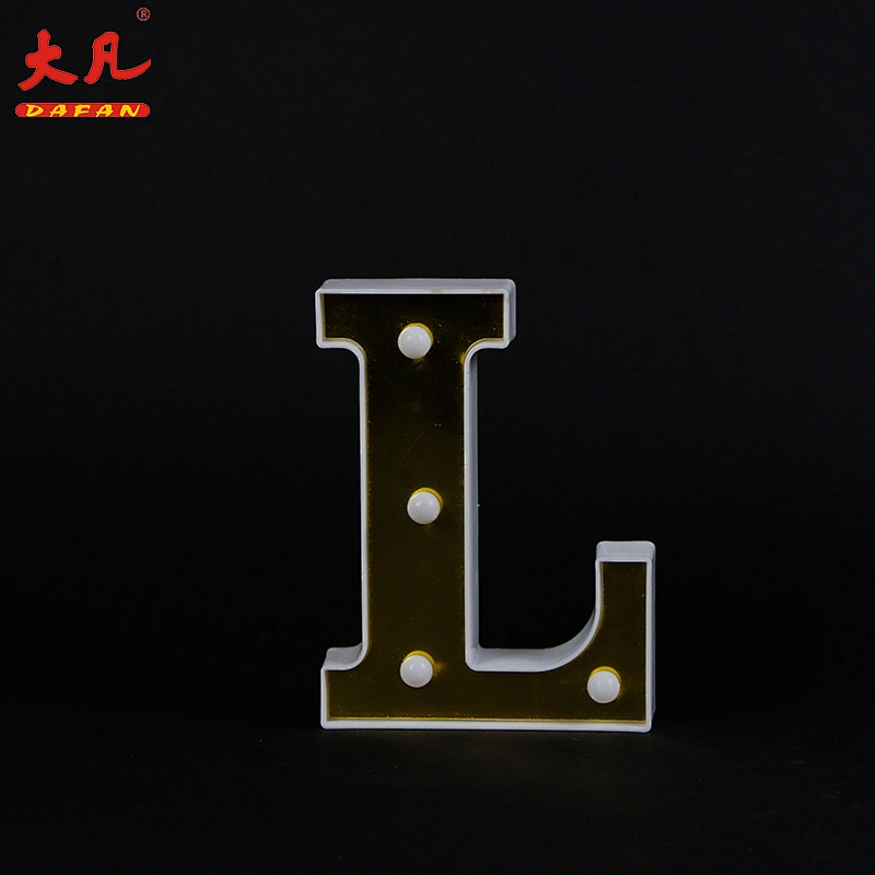 L shape word light festival decoration led plastic letter light battery room light