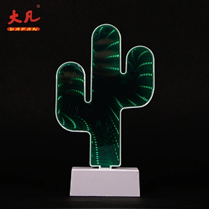3d led tunnel lamp light mirror led bathroom 3D Infinity mirror cactus sign night light party decor