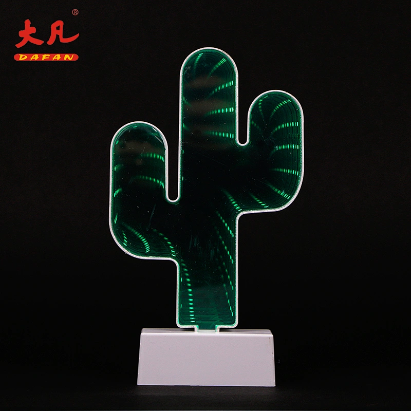 3d led tunnel lamp light mirror led bathroom 3D Infinity mirror cactus sign night light party decor