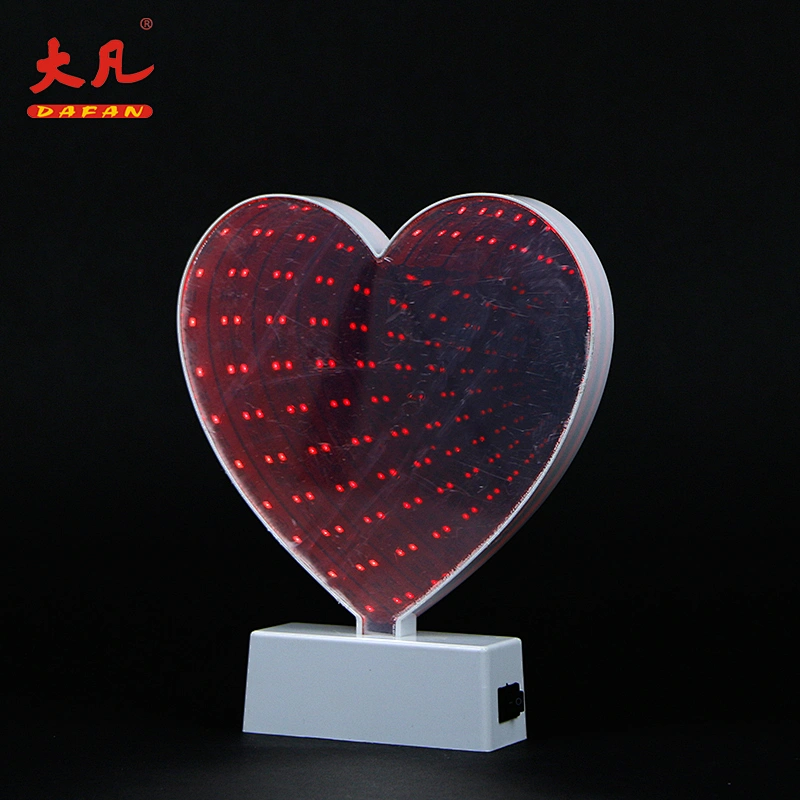 love shape table infinity mirror panel led light battery tunnel night indoor lamp for wedding