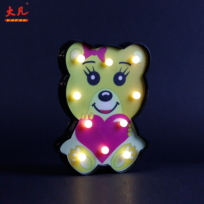 熊形LED假日塑料天棚浅色字母压克力派对弹出天棚标志