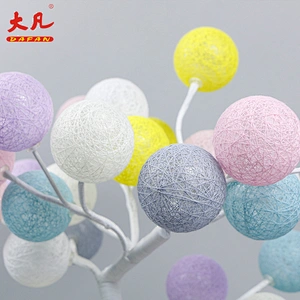 18 led artificial light ball tree indoor Christmas decoration cotton  lights plant plastic bonsai tree