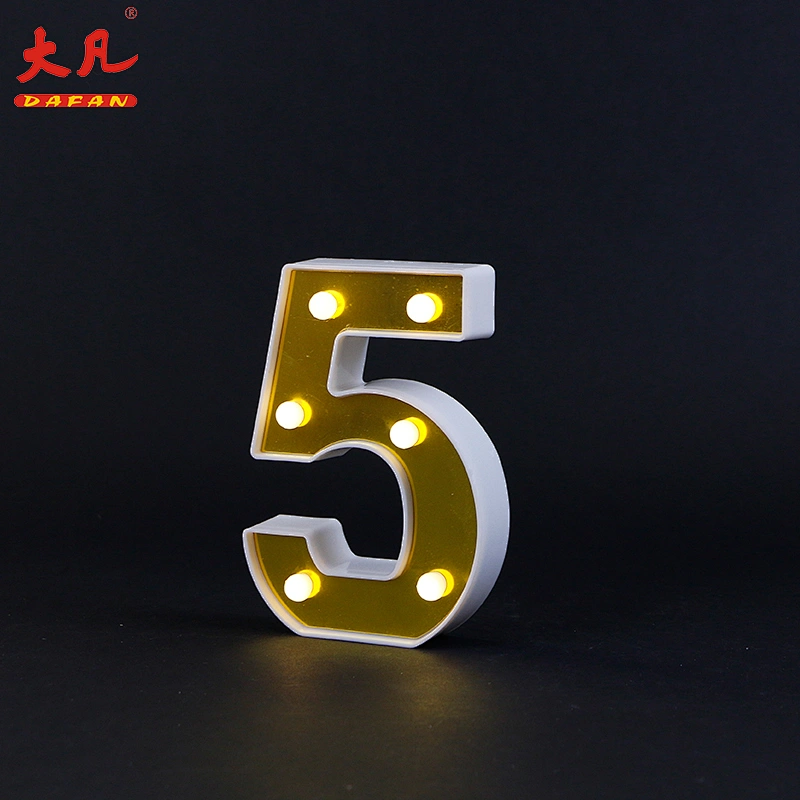 5 light number letter 3d battery LED alphabet letter indoor board marquee night light