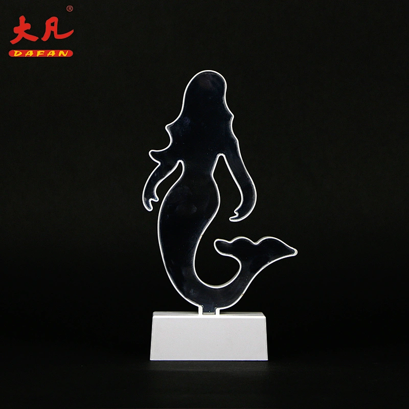 sea-maid shape 3d decorative led mirror light tunnel housing children night lamps
